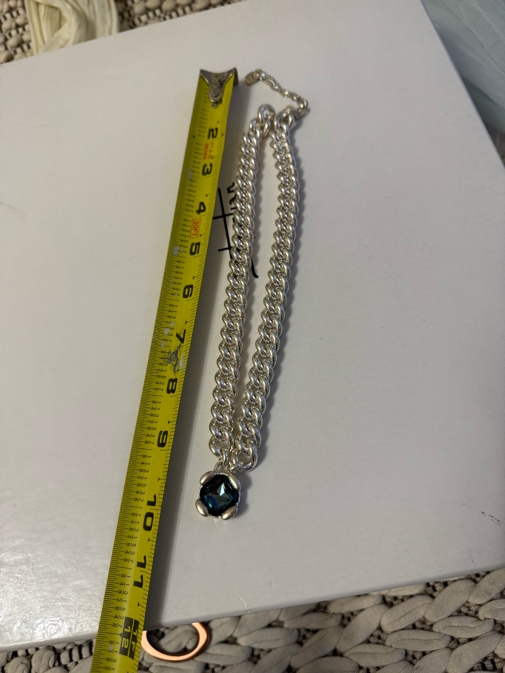 UNO de 50 Silver Necklace with Dark Blue Stone - Picture 10 of 10